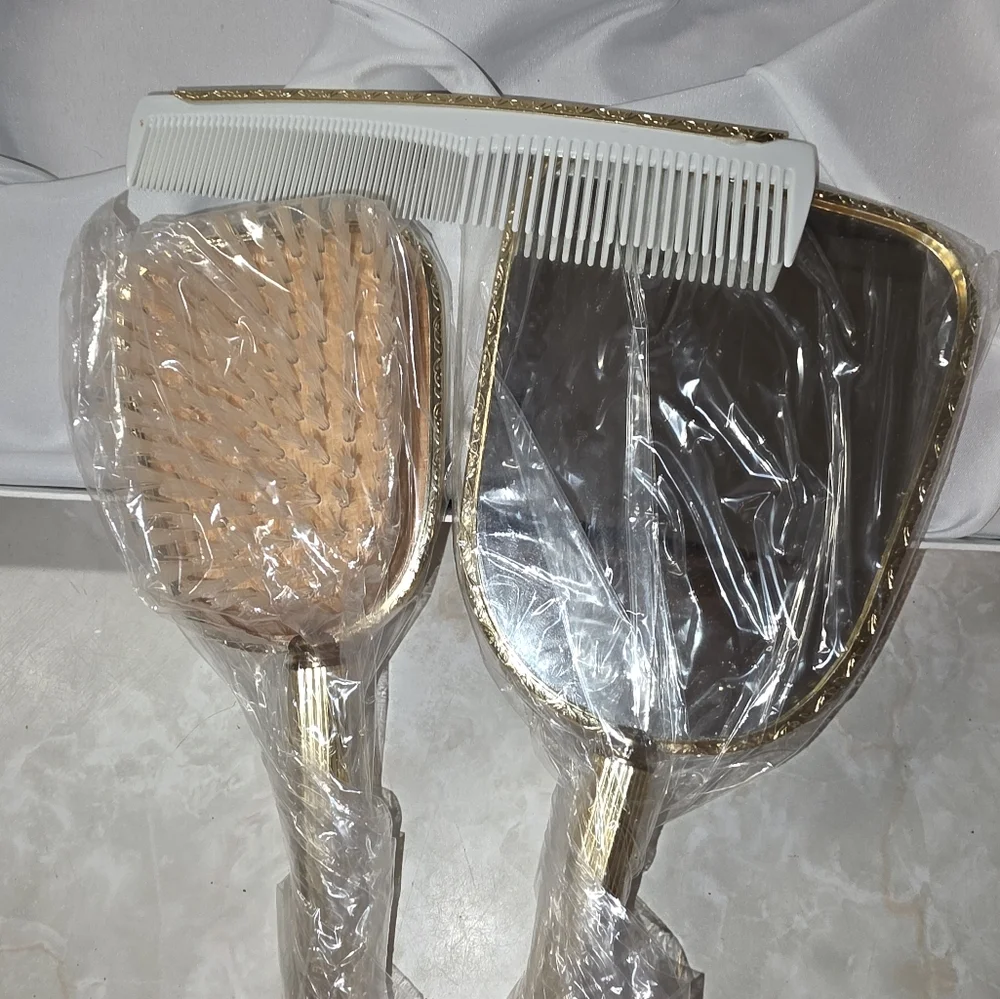 Elegant Gold and Cream Vanity Set